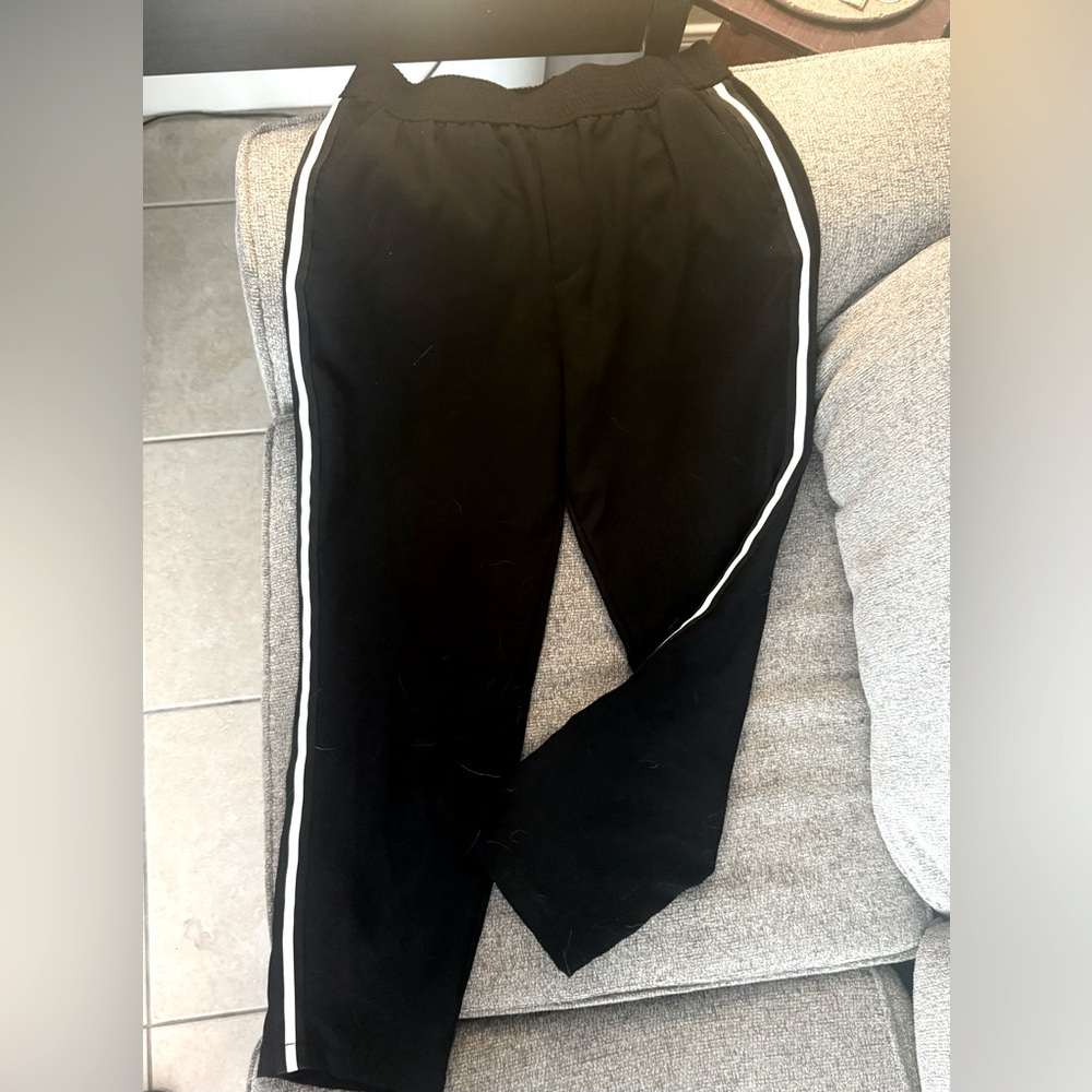 Relaxed Fit Striped Black Pants